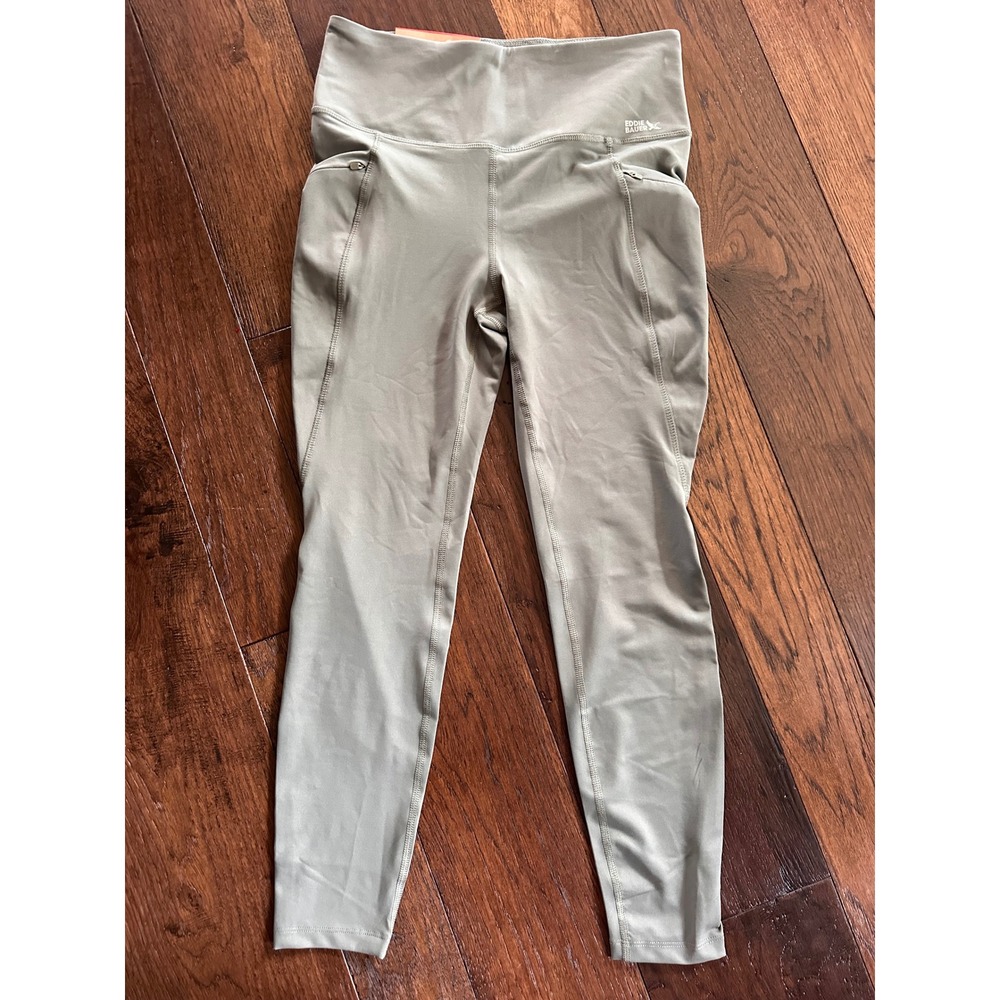 Eddie Bauer Women Green Trail Tight Leggings High Rise Pockets Size M NWT